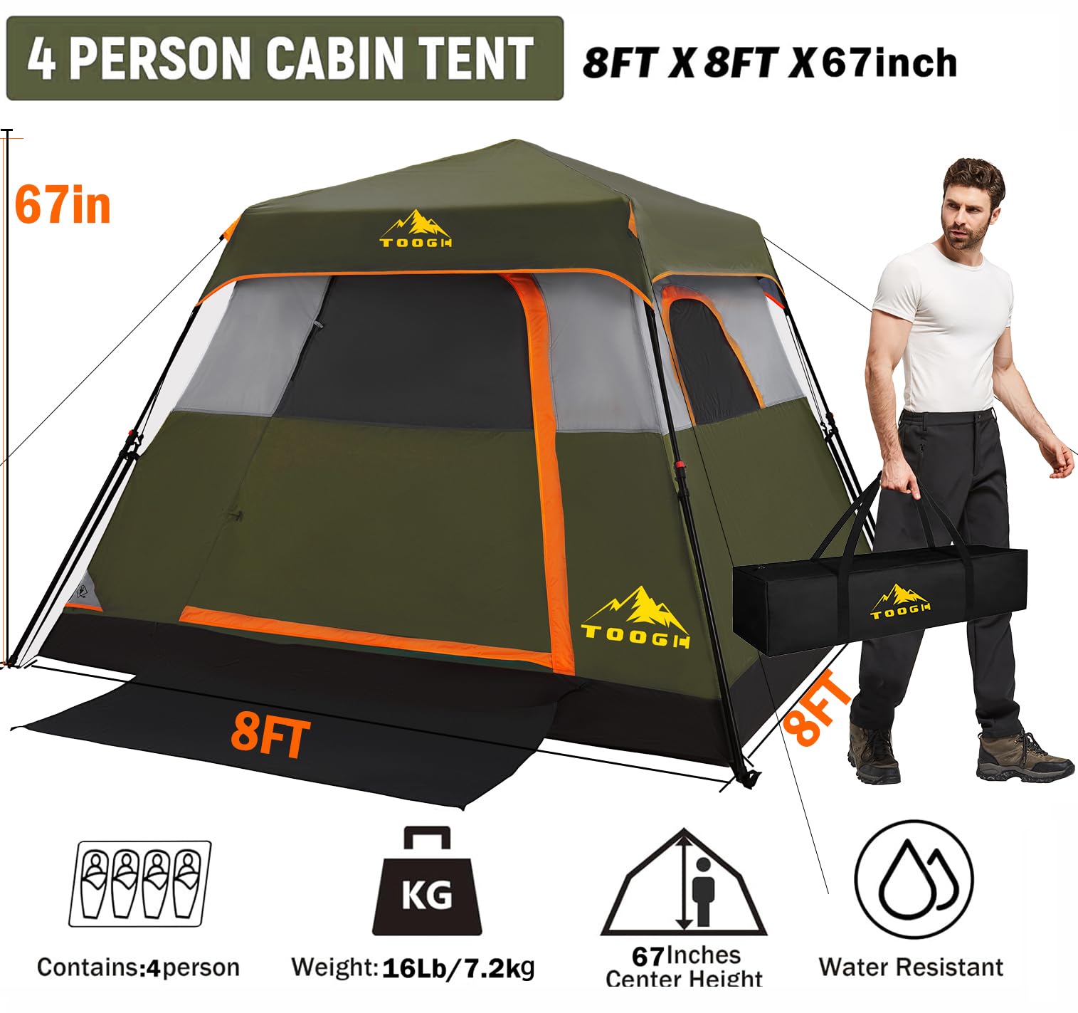3-6P Instant Cabin Tent