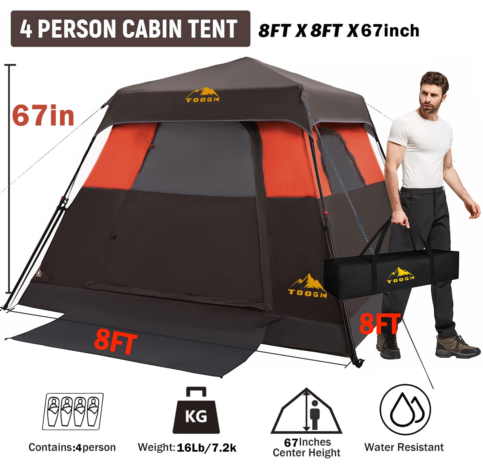 3-6P Instant Cabin Tent